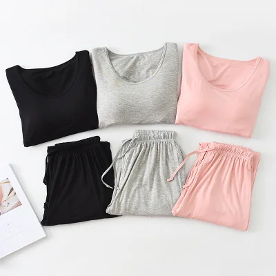 

2019 OEM Modal Nursing Pajamas Set For Postpartum Nursing Mums Eco-friendly Dyed