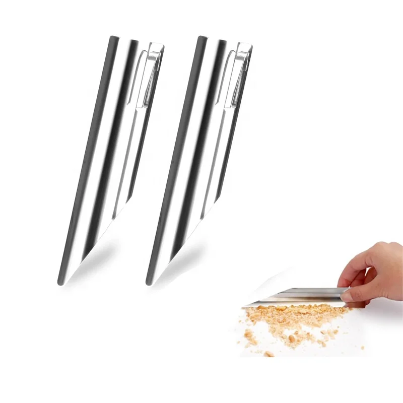 Portable Handheld Eco-Friendly Silver Stainless Steel Table Scraper Bread Crumber and Dough Cleaner for Super Markets