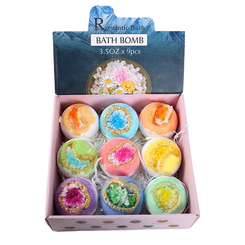 

Label Custom In Stock Luxury Gift Set Wholesale Fizzy Crystal Natural Organic Shimmer Glitter Sea Salt Series Bath Bombs, Colorful