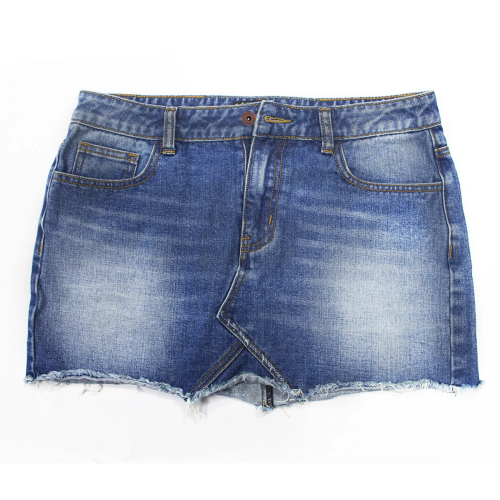 

Stylish high quality ladies whiskey denim irregular skirt/womens skirts midi, Denim blue or as customers' requested