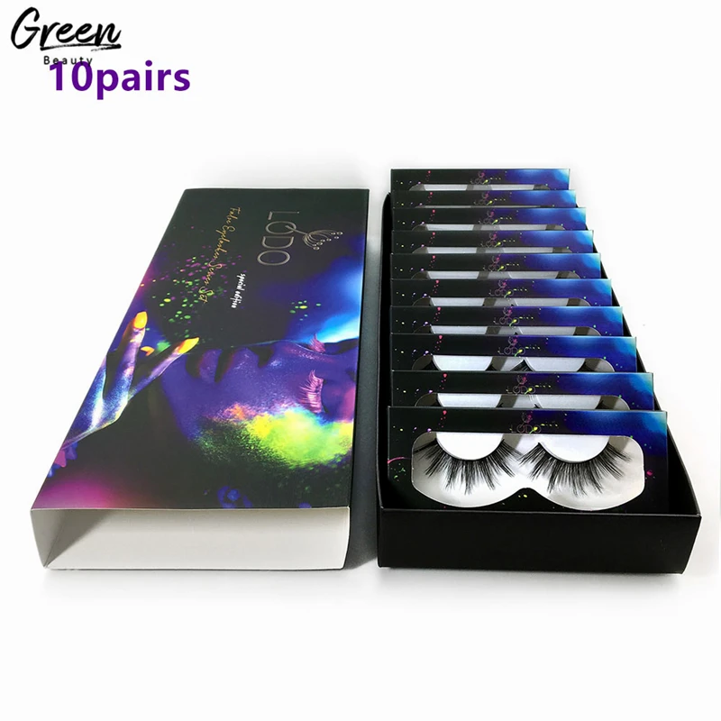 

Wholesale 10 pack lashes cheap set cruelty free fiber silk eyelashes black false bulk eyelash, Natural black