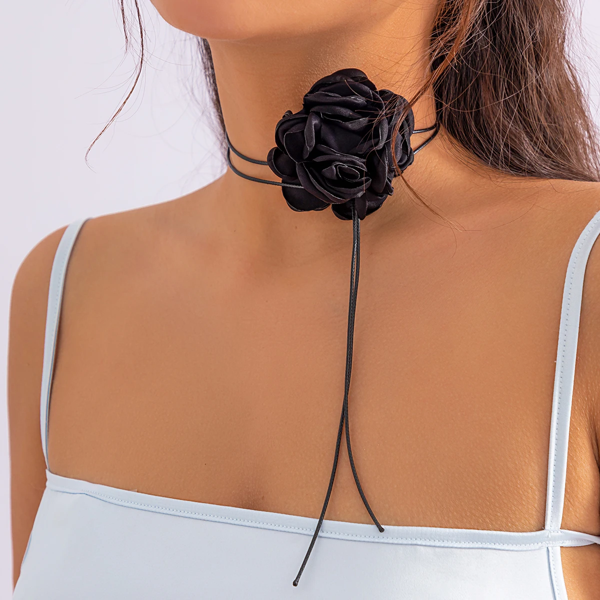 

SHIXIN Elegant Sweet Big Rose Flower Clavicle Chain Necklace for Women Korean Fashion Adjustable Rope Choker Banquet Jewelry