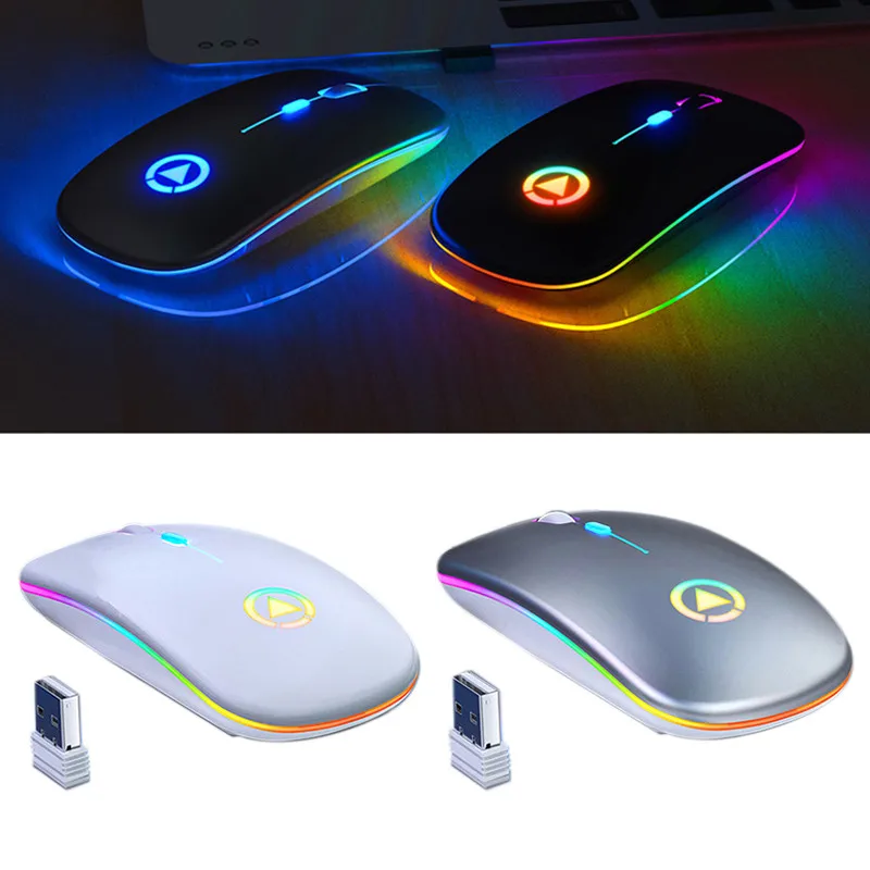 

Wholesale 4 Button Light Breathing 2.4G Optical Gamer Mouse RGB Computer A2 Wireless Mouse