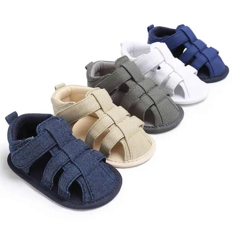 

Hot sale Round toe Anti-slip Rubber soft sole Newborn baby leather sandals, 5 colors