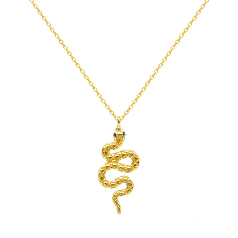 Fashion 925 Sterling Silver Snake Necklace for Women Animal Snake Pendant Necklace 18K Gold Custom Necklace Set Jewelry Gift