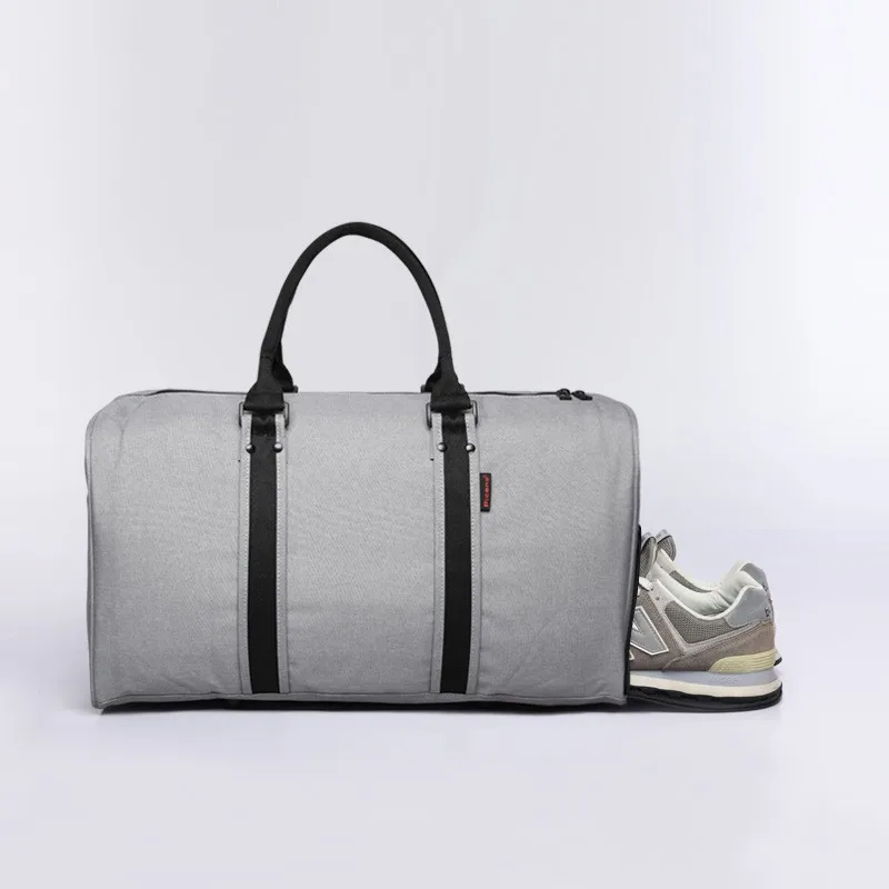 

Portable Nylon Mens Sports Waterproof Overnight Weekend Gym Travel Duffel Bag with usb port, Black/grey