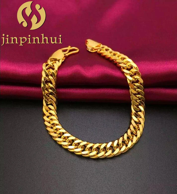 

Jinpinhui jewelry Vietnam copper-plated boss euro flat chain 24k karat gold chains brass gold plated jewelry