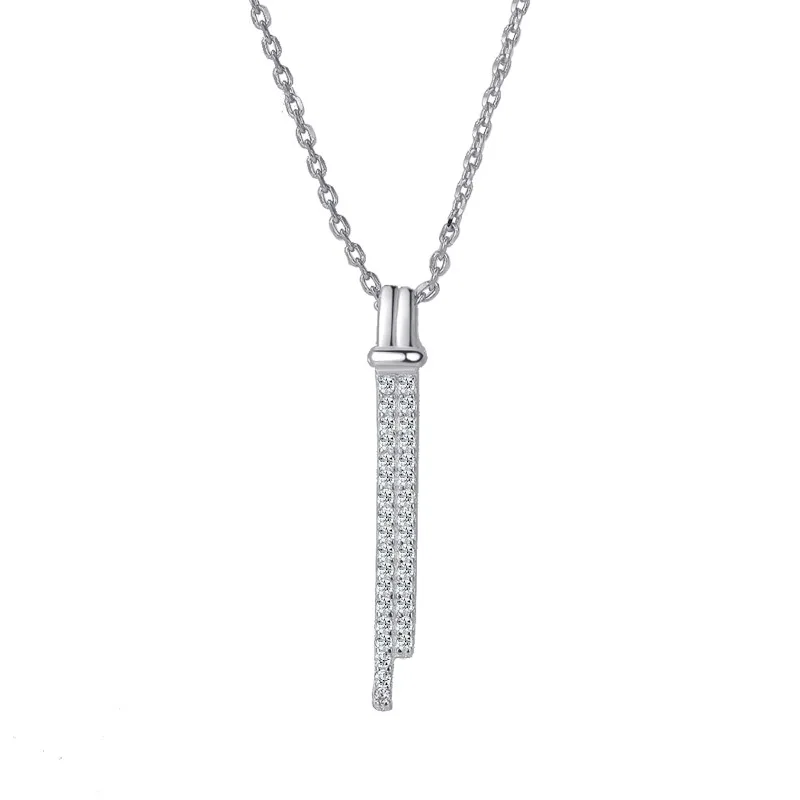 

Platinum Rose Gold Single Bar Women's Double Row Micro-inlaid Diamond Zircon Net Red Necklace Pendant Couple Gift Set