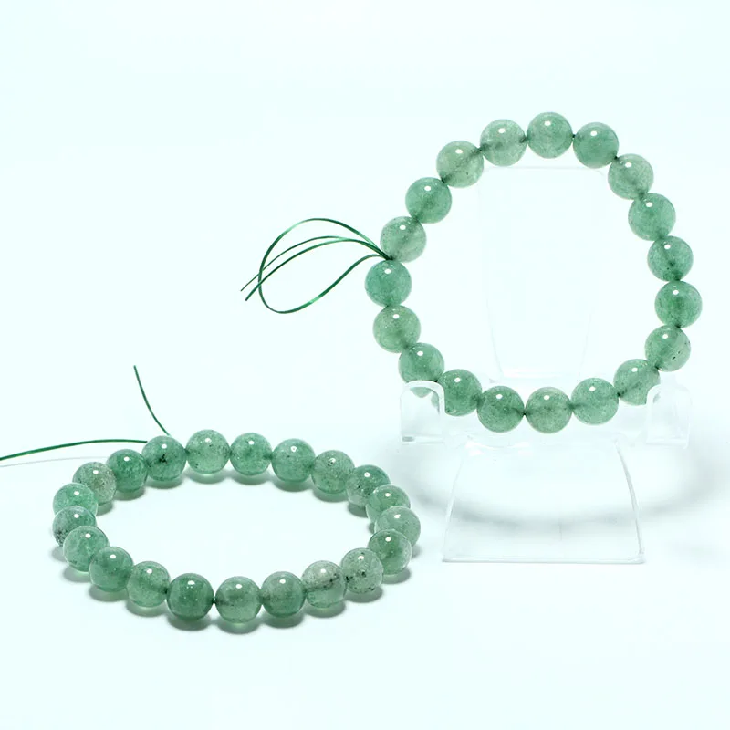 

5/8 mm Natural Green Strawberry Crystal Gemstone Bangles Healing Stone Beaded Bracelets For Women Jewelry Gift