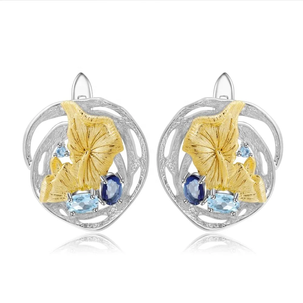 

Abiding Natual Gemstone Mix Handmade Blue Topaz Fashion Jewelry 925 Sterling Silver Earring Set