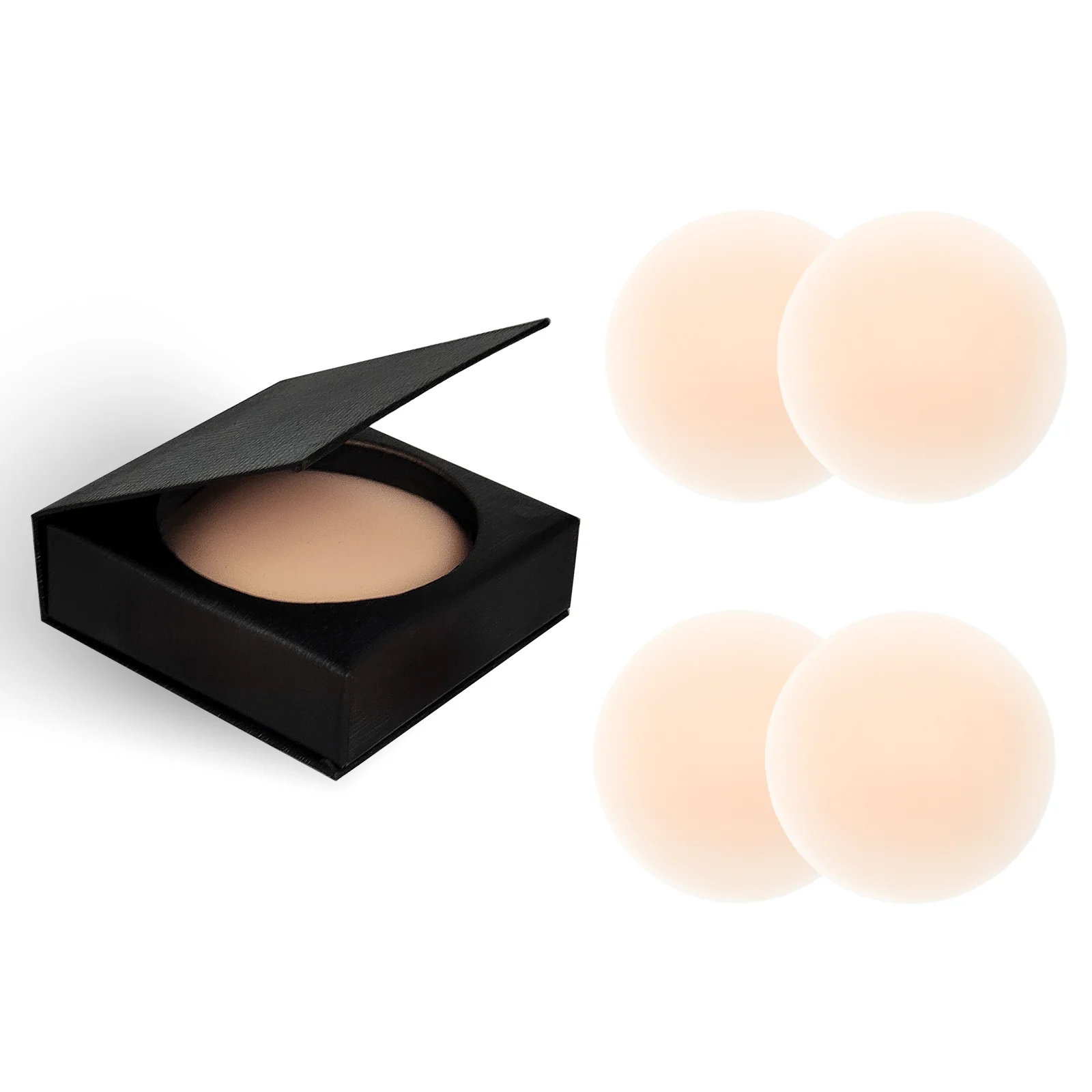 3.14 Inches 2 Pairs With Plain Black Box Ultra Thin Seamless Adhesive Silicone Sticky Nipple Cover Pasties