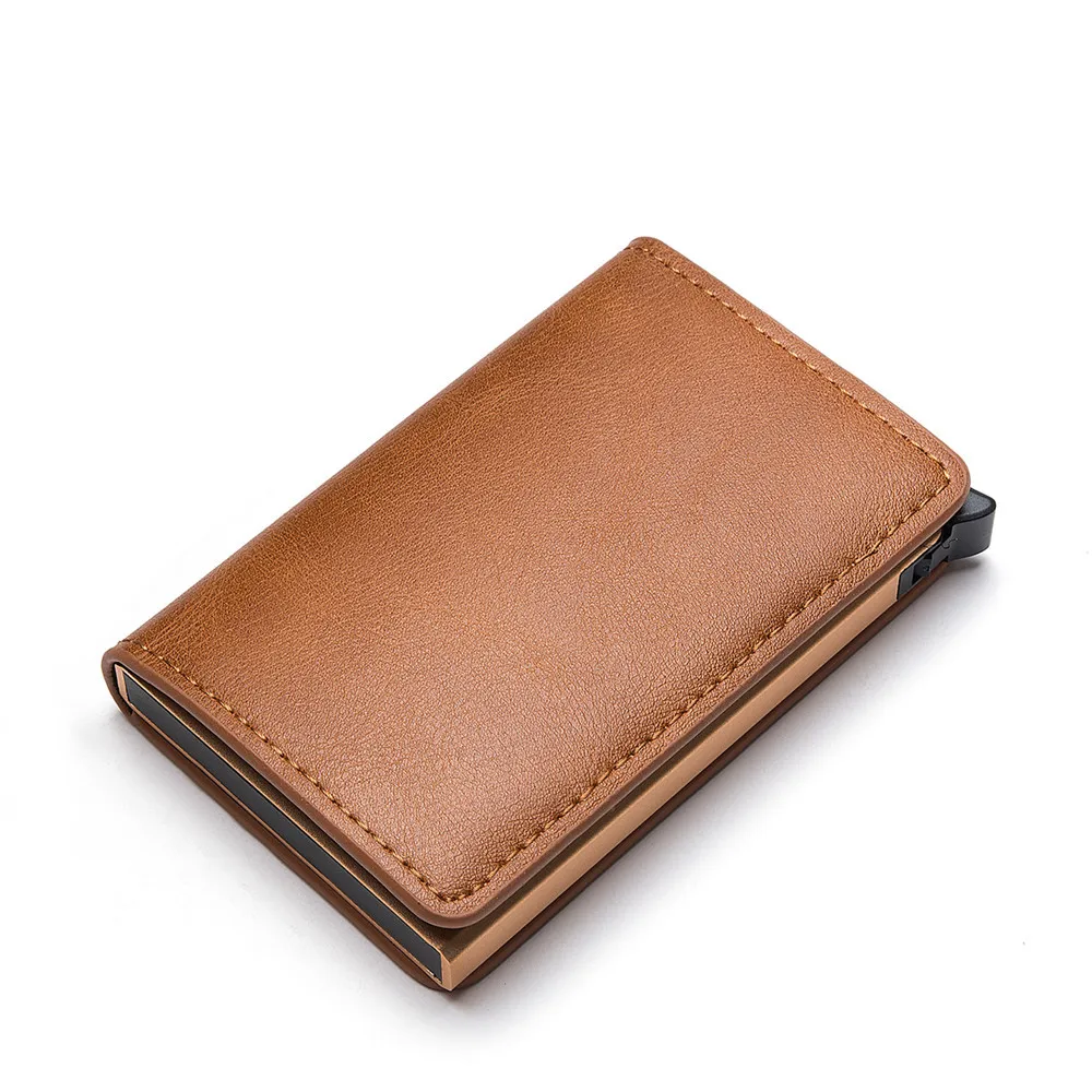 

2021 wholesale hot selling vintage RFID card holder for men and women new style high quality metal short purse, Black, blue, brown, coffee, red