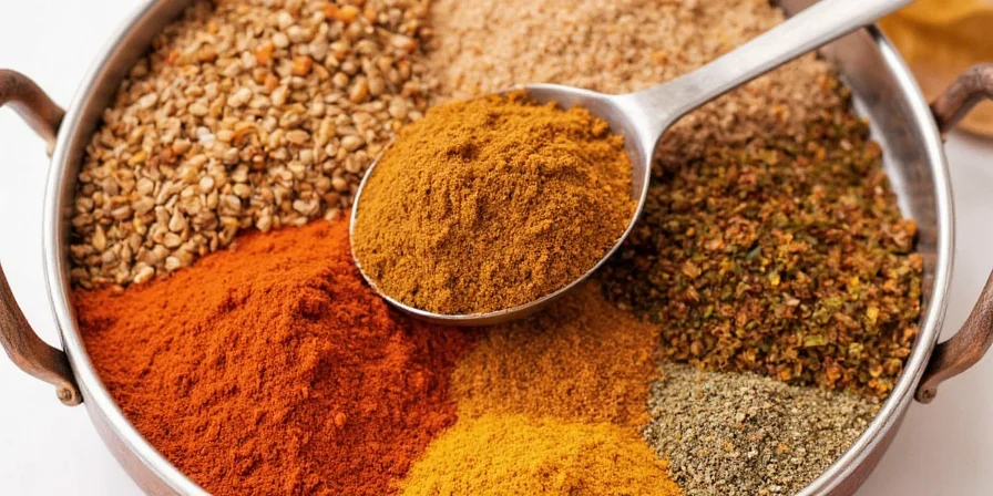 Person grinding spices using a mortar and pestle