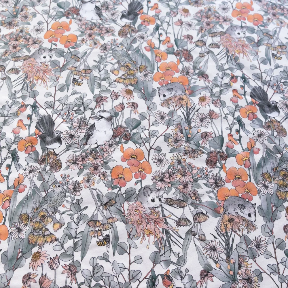 惊人的打印质量丝滑光滑的手感觉花图案定制数码印花在棉织物上