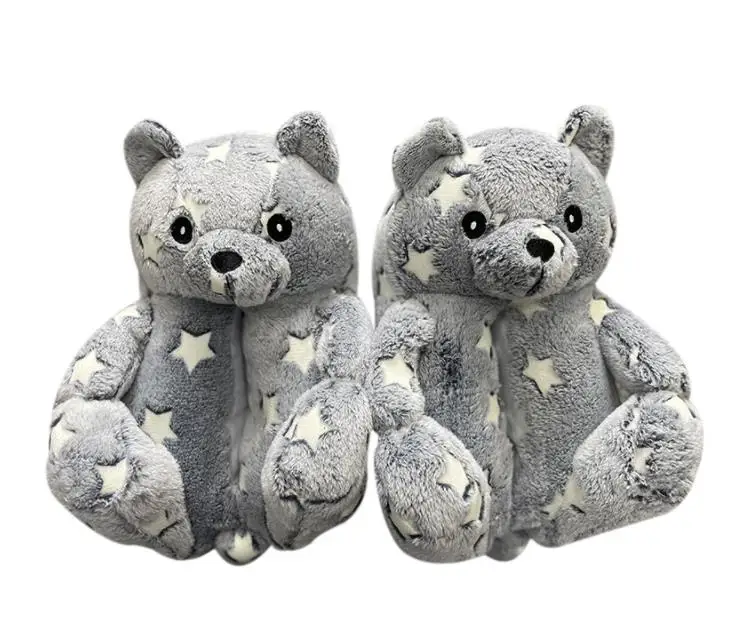 

New products fluffy slippers wholesale plush new slippers home teddy bear slippers women, 3 colors