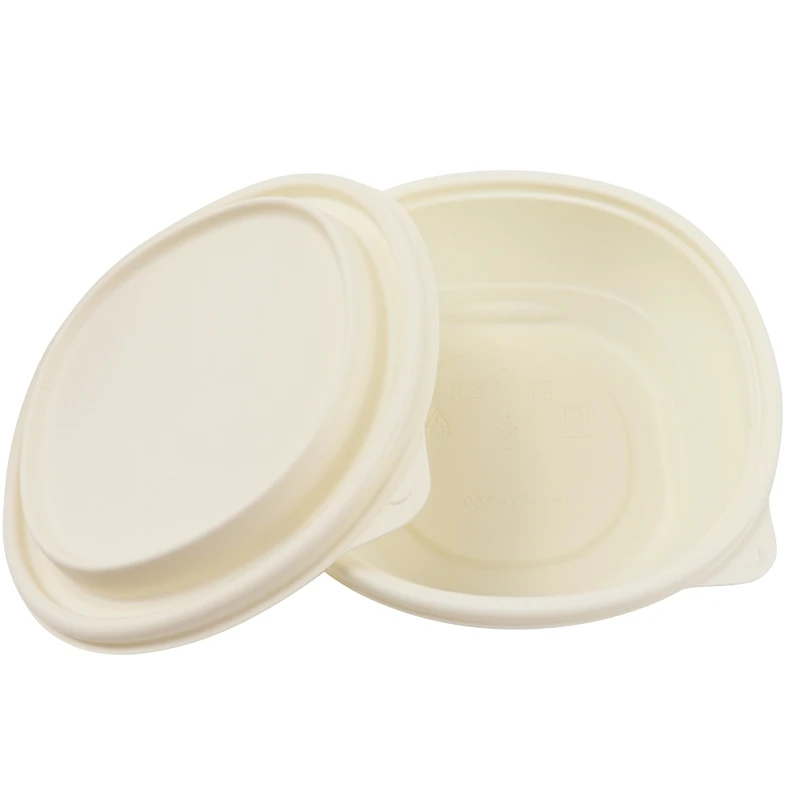 

Corn starch disposable food packaging takeaway food containers round fast meal degradable lunch box