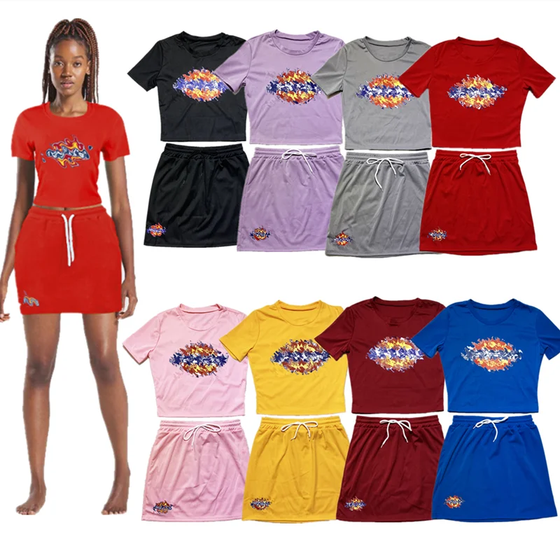 

2021 Girls Two Piece Jersey Dress Set Women Summer Casual 2 Piece Skirt Basketball Baseball dicky skirt Sets Outfits, 8 colors