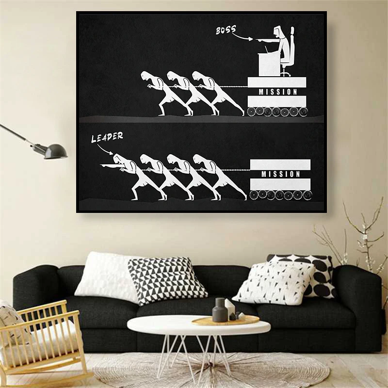 

Motivational Quotes Abstract Black and White BOSS and LEADER Canvas Posters and Prints Wall Art Modern Picture For Home Decor