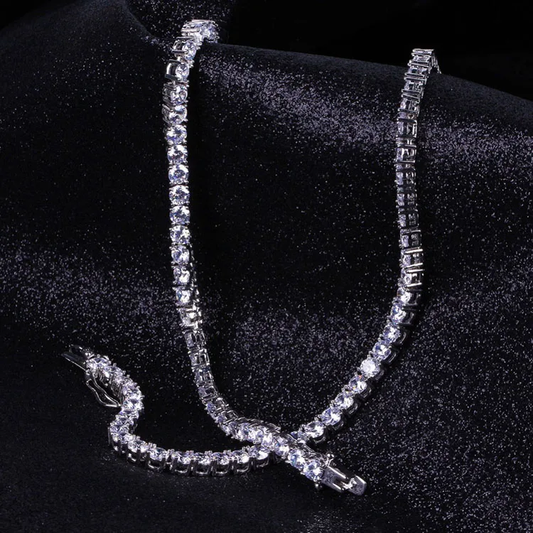 

3mm 4mm 5mm 6mm 1 Row Shiny Tennis Chain Necklace Men Hip Hop Iced Out Bling CZ Necklace Jewelry Gold Silver Color Charm Gift