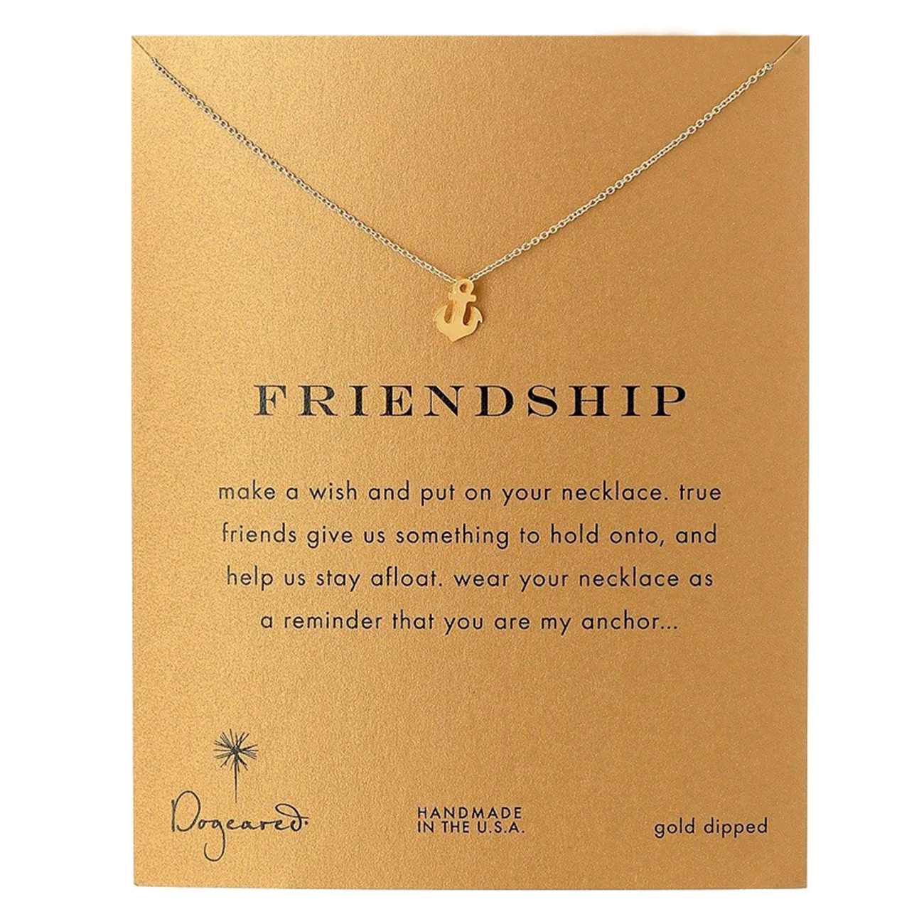 

Friendship Anchor Compass Necklace Good Luck Elephant Pendant Chain Necklace with Message Card Gift Card, As the pictures