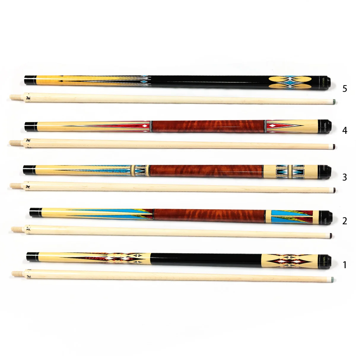 Billiard Maple Wooden Joint  1/2  Style  Carom Cue Table  Sticks 57 Inch Length 11.5mm Tip Size  for Sale