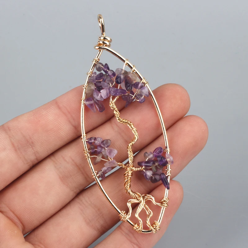 

2023 Hot amethyst crystal gravel woven pendant