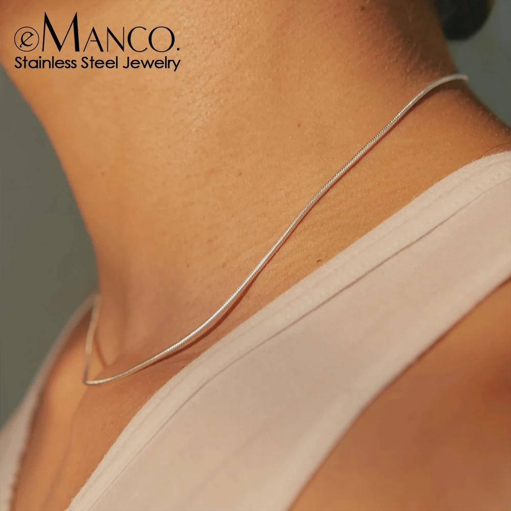 EManco Stainless Steel Octagonal Chain Snake Bone Simple Europe United States Titanium Steel Fashion Pendant Necklace for Men