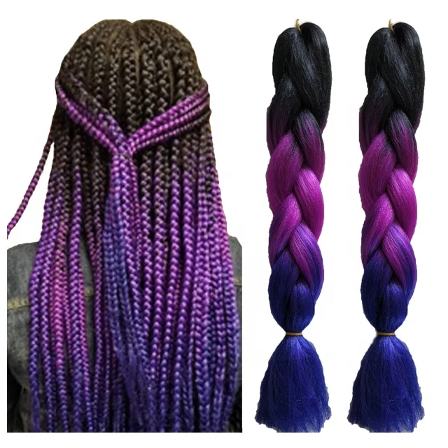 

Synthetic Braiding Hair 24inch High Quality Braid Extension Hair Hair Synthetic Braiding 100 gram With Solid Color Ombre Color, Per color two tone three tone color more than 55 color aviab