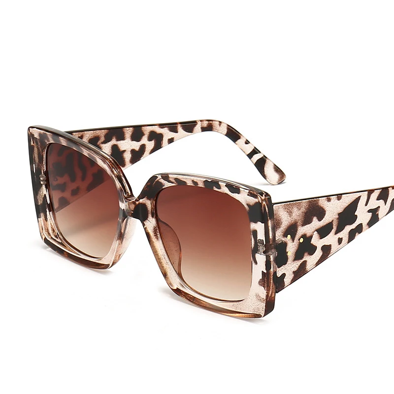 

New Big-Frame Square Leopard-Print Shades Sunglasses For Men And Women Catwalk Oversized Custom Logo Sunglasses