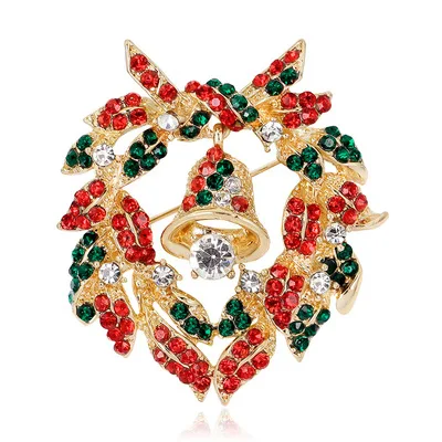 

Hot-selling Christmas Bell Wreath Brooches Fashion and Personality Cheap Jewelry Clothing Matching Accessories