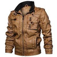 

Dropshipping Wholesale Custom Men Moto Faux Leather Coats Airforce Bomber Jackets With Pocket