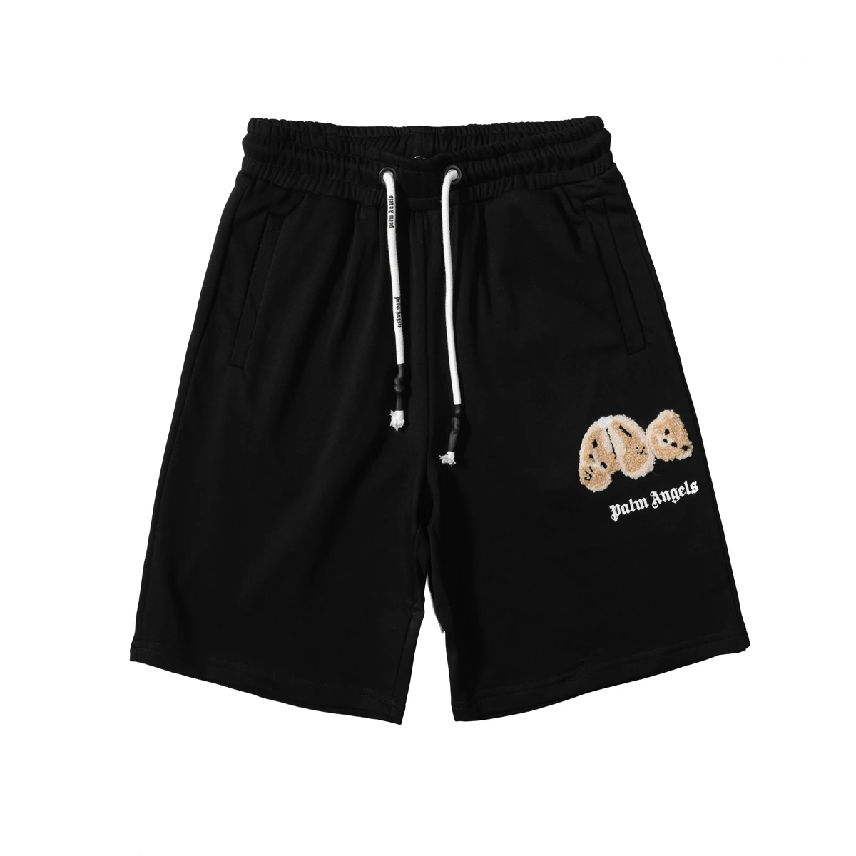 

IHBK12 New shorts man beach hot sale comfortable man shorts cartoon black flocking bear man print shorts