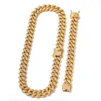 

Iced Out Simulated Diamond Bling Jewelry Copper Jewelry 18k Gold Plated 20mm Stainless Steel Miami Cuban Link Chain