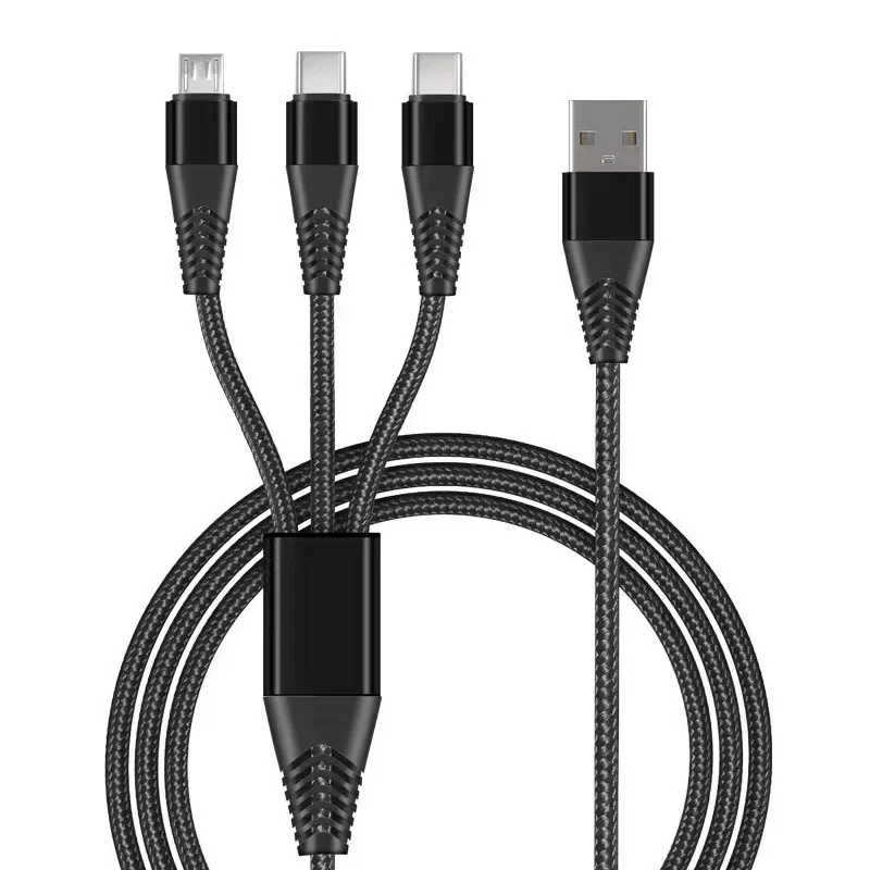 

Universal 3 in 1 Multi Fast Charging USB Cord 66W Type C Fast Charger Nylon Braided USB Cable for Cell Phone Tablet