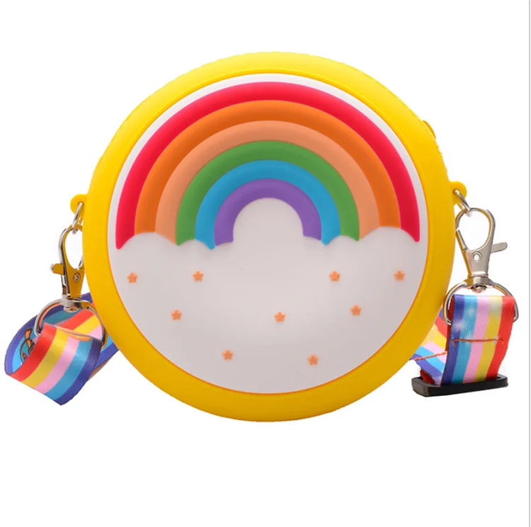 

2021 new children's cute cartoon silicone bag rainbow coin purse wholesale foreign trade