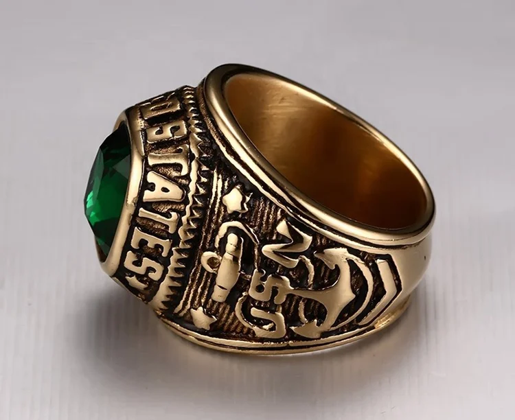 American Navy army souvenir green stone best friend rings