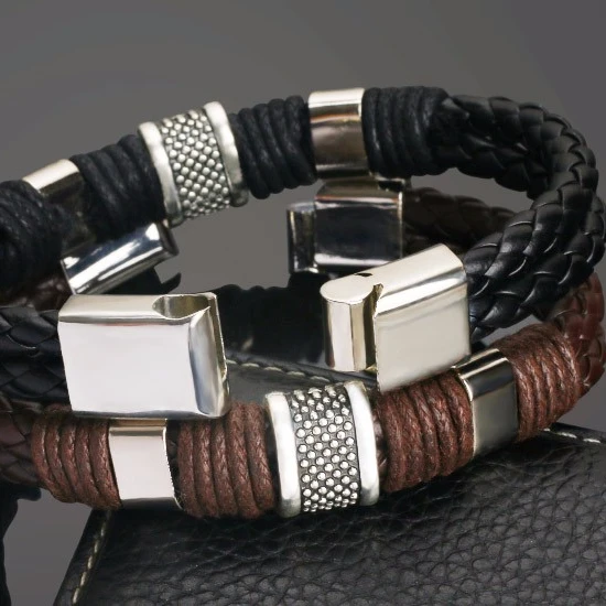 

Handsome boy's bracelet's leather magnet clasp bracelet fashion leather bracelet