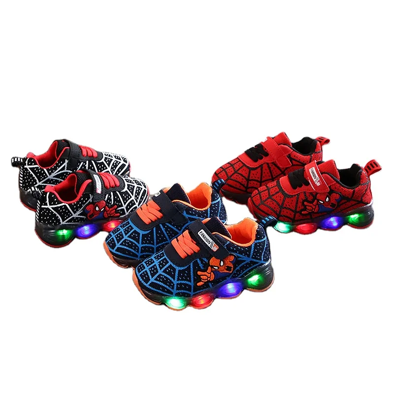 

Hot Selling Designers Casual Running Spiderman Flashing Light Up Led Children Sport Boy Girls Baby Kids Shoes, As picture and also can make as your request