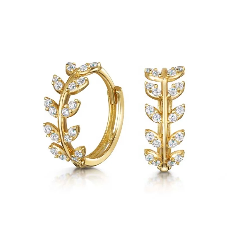 

Gemnel unique accessories 18K gold plated vine leaf huggie hoop ladies earring for party