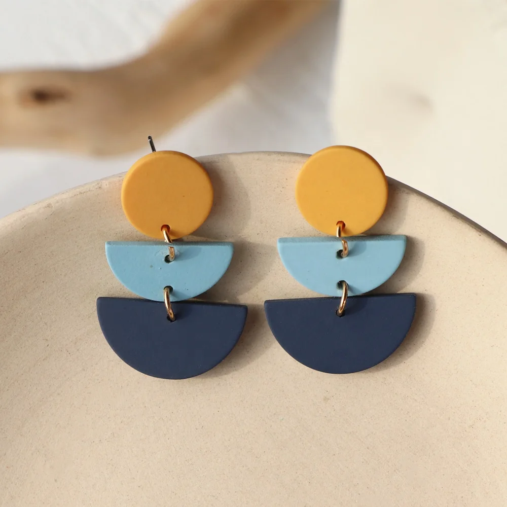 

JUHU New Fashion Best-Selling Acrylic Clay Texture Simple Earring Bohemia Cute Resin Stud Earrings For Women Trendy Jewelry, Colorful