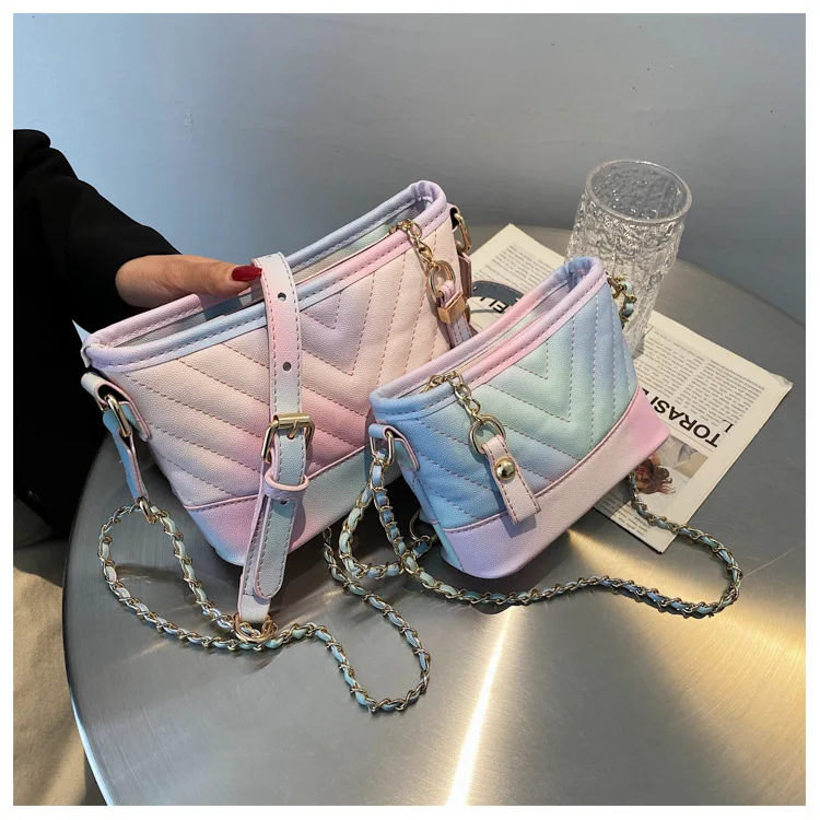 

2021 New Style Pu Leather Crossbody Shoulder Bag Colorful Designer handbags famous brands Women Bucket Bags, 1 colors