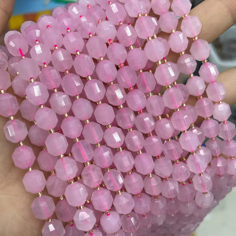 

Natural Lulu Tong Shape Jasper Rose Quartz Agate Stone Beads  Faceted Gemstone Beads For Jewelry Making DIY Bracelet, As picture