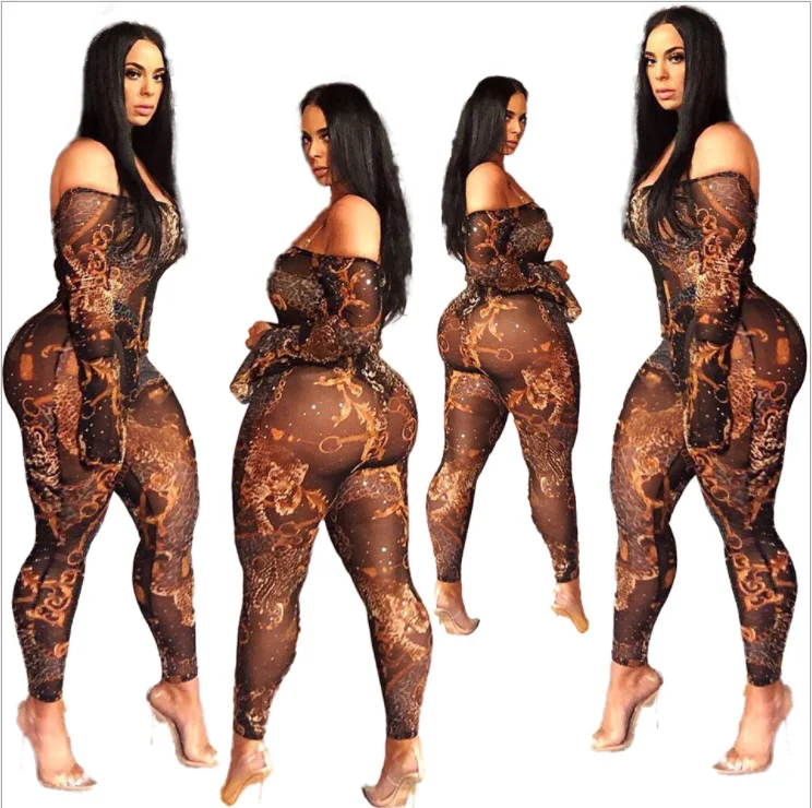

Off shoulder flared long sleeve pants Jumpsuit womens boutique clothing 2020