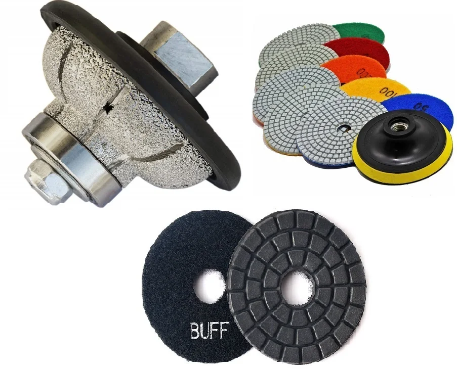 

1" Diamond Ogee Bullnose Router Bit F25 and 25 Polishing Pad resin abrasive pads buffer granite marble concrete quartz grinder