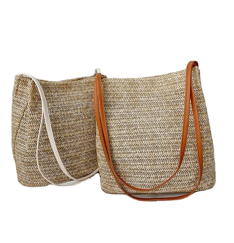 

Fashionable Korean designer shoulder bag custom simple straw woven bag large capacity woven female bag handbag