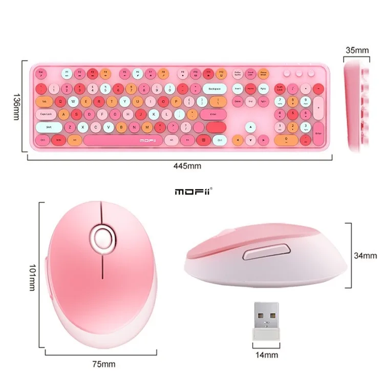 

High Quality Mofii Sweet Wireless Keyboard And Mouse Set Girls Punk Keyboard Office Set Mix Color