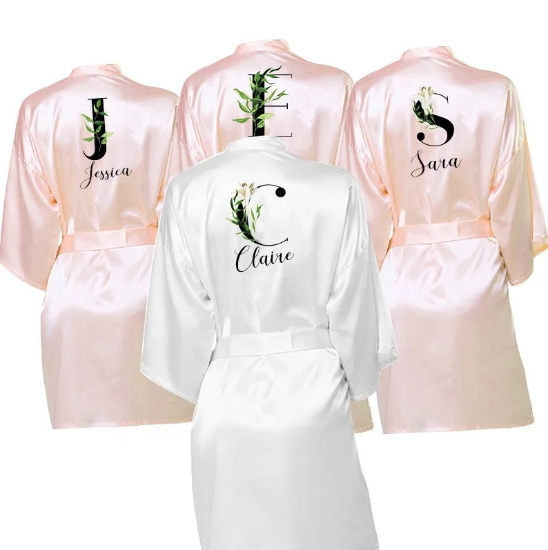 

Wedding Dressing Gown Personalised BRIDE&Bridesmaid Satin Robe 10colors Robes Custom Robes for Gifts Maid of Honor Bride Tribe