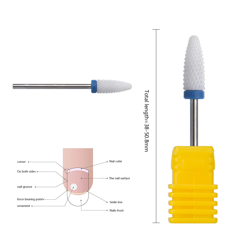 

2020 high quality electric nail machine tool rotate burr milling cutter metal tungsten grinding head ceramic nail drill bit, White/customized