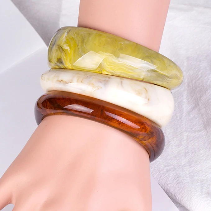 

New Resin Cuff Marble Bangles Geometry Acrylic Bracelets Female Simple Charm Bracelet Jewelry Women