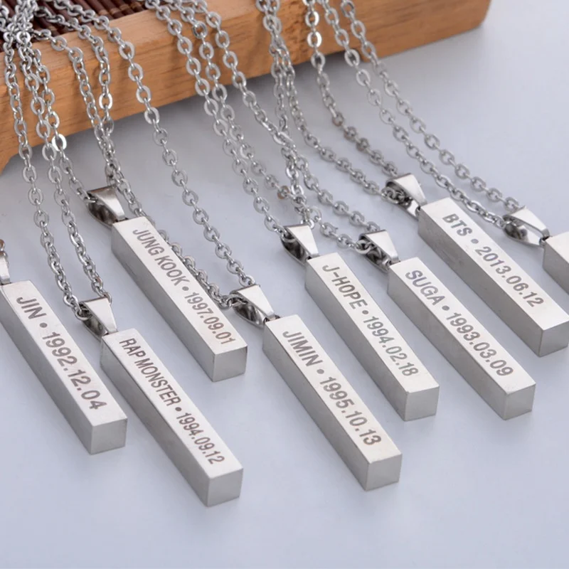 

AZL Kolye Ucu Fashion Stainless Steel Bar US ARMY Custom Personalised Letter Rock Hip Hop BTS Necklace Jewelry For Men, Silver